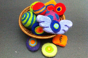 felted balls and pins